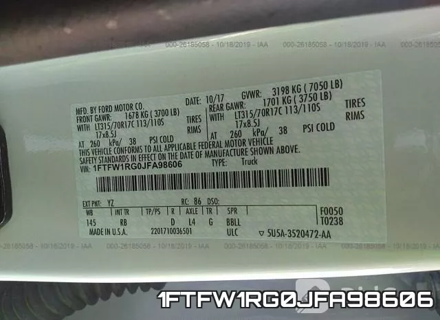 1FTFW1RG0JFA98606 фото 10