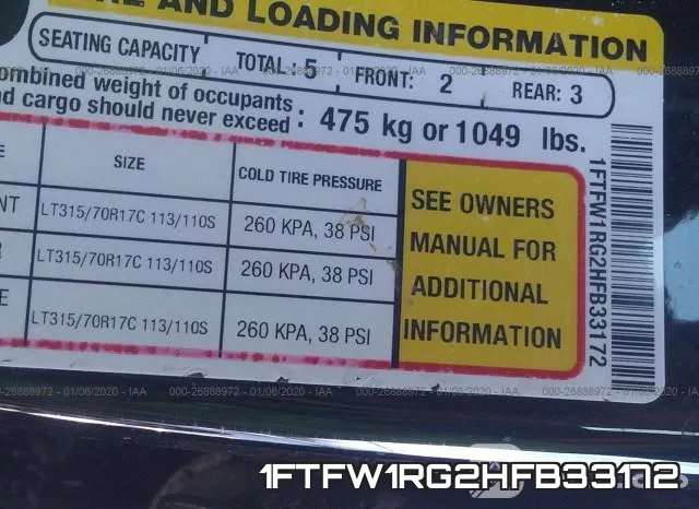 1FTFW1RG2HFB33172 фото 10