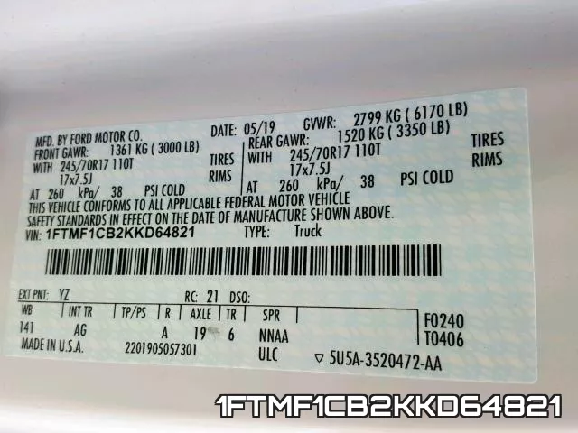 1FTMF1CB2KKD64821 фото 2