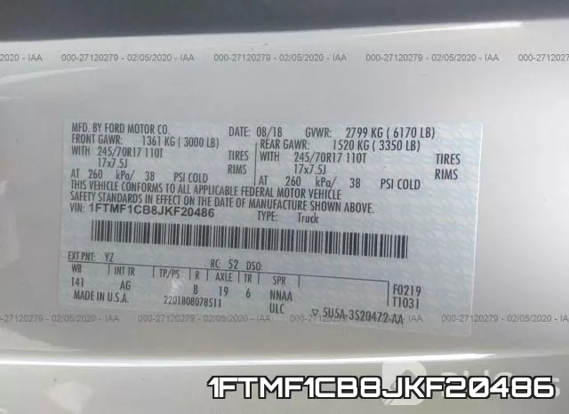 1FTMF1CB8JKF20486 фото 10