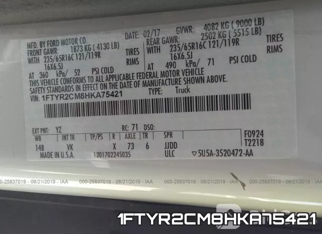 1FTYR2CM8HKA75421 фото 10