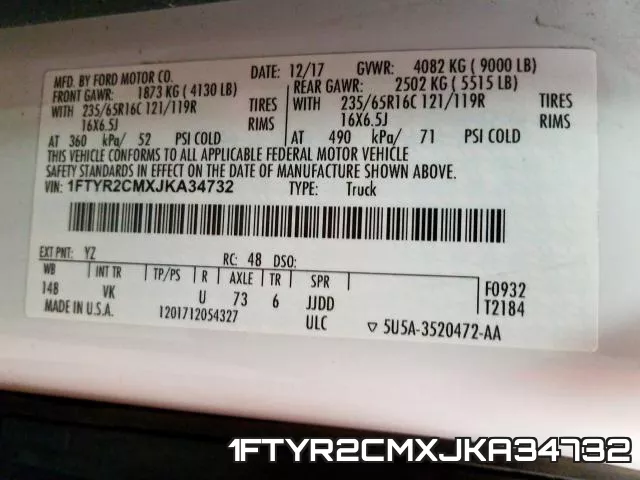 1FTYR2CMXJKA34732 фото 2