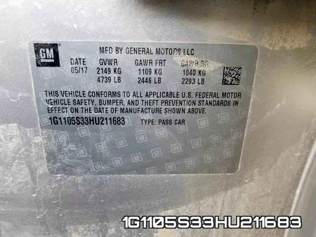 1G1105S33HU211683 фото 2
