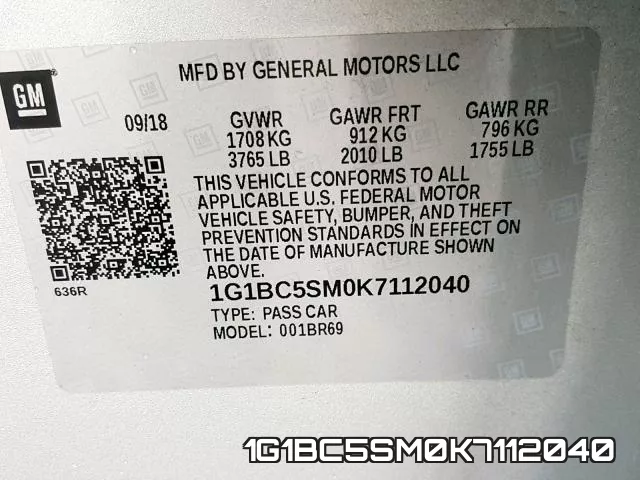 1G1BC5SM0K7112040 фото 2