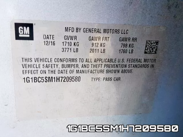 1G1BC5SM1H7209580 фото 2