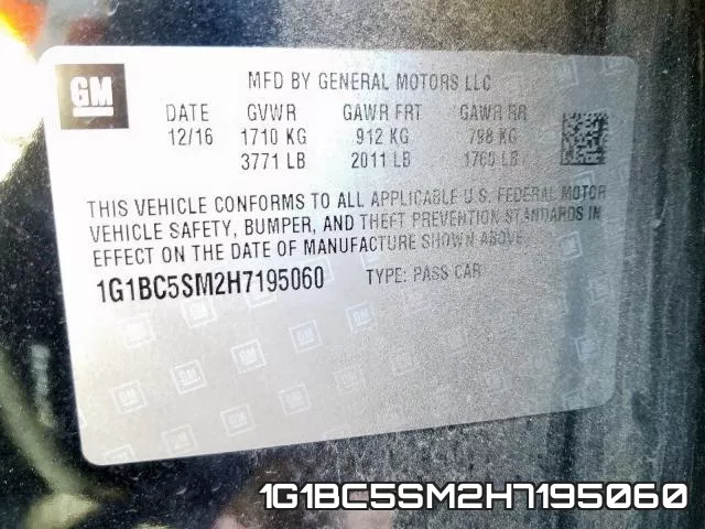 1G1BC5SM2H7195060 фото 2