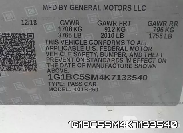 1G1BC5SM4K7133540 фото 10