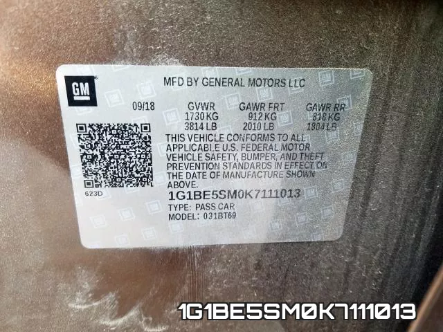 1G1BE5SM0K7111013 фото 2