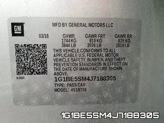1G1BE5SM4J7188305 фото 2