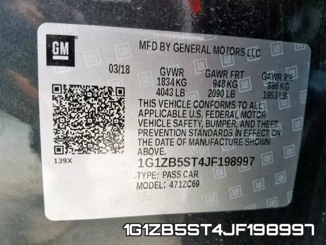 1G1ZB5ST4JF198997 фото 2