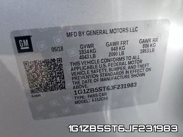 1G1ZB5ST6JF231983 фото 2