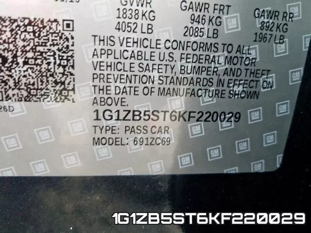 1G1ZB5ST6KF220029 фото 2