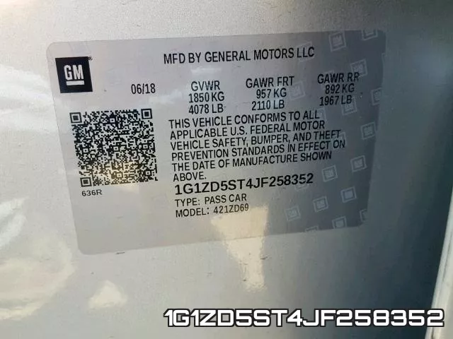 1G1ZD5ST4JF258352 фото 2