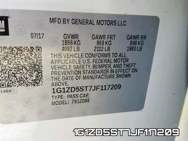 1G1ZD5ST7JF117209 фото 2