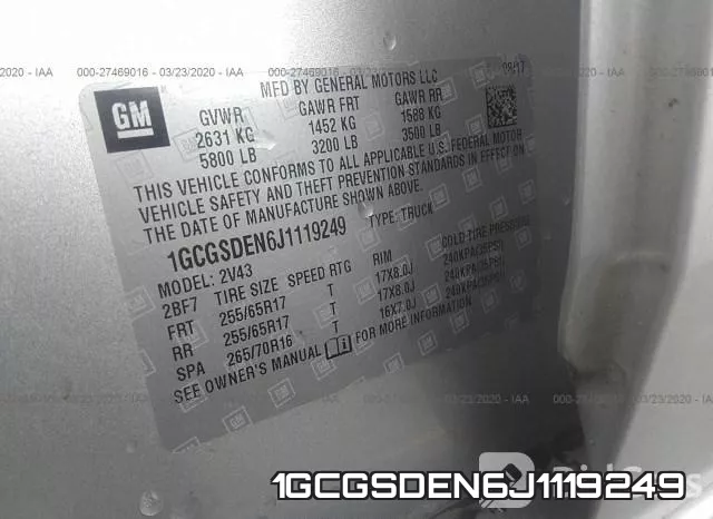 1GCGSDEN6J1119249 фото 10