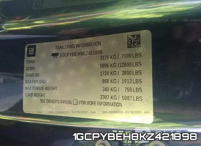 1GCPYBEH8KZ421898 фото 10
