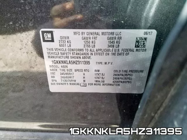 1GKKNKLA5HZ311395 фото 2