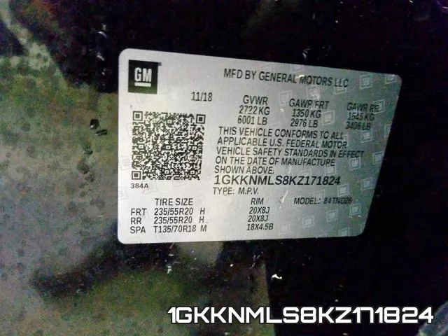 1GKKNMLS8KZ171824 фото 2