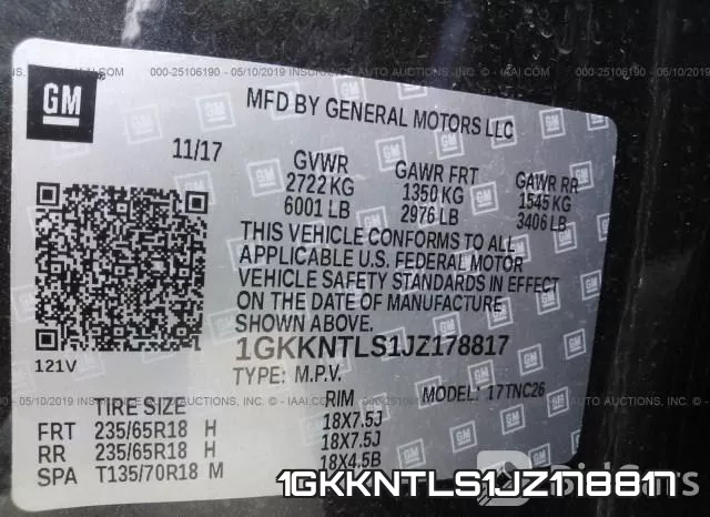 1GKKNTLS1JZ178817 фото 10