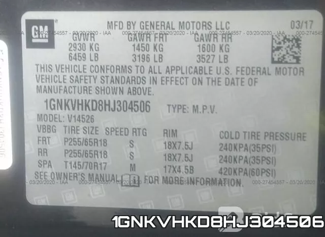 1GNKVHKD8HJ304506 фото 10