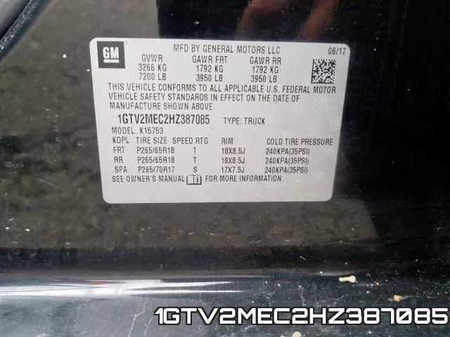 1GTV2MEC2HZ387085 фото 2