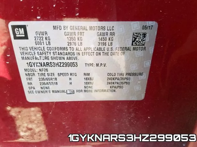 1GYKNARS3HZ299053 фото 2