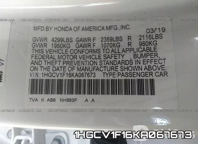 1HGCV1F16KA067673 фото 10