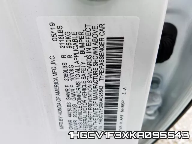 1HGCV1F3XKA095543 фото 2