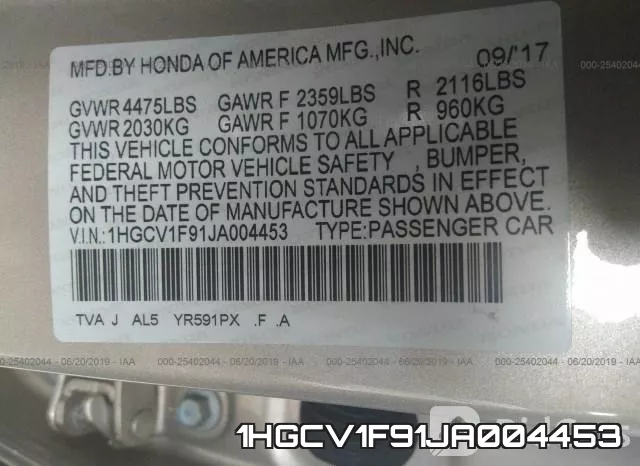 1HGCV1F91JA004453 фото 10