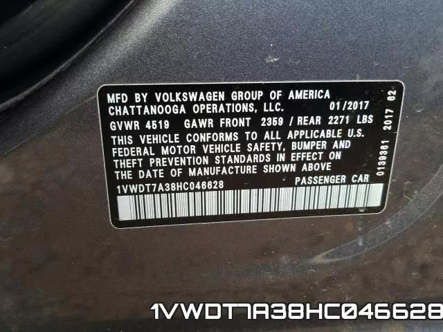1VWDT7A38HC046628 фото 2