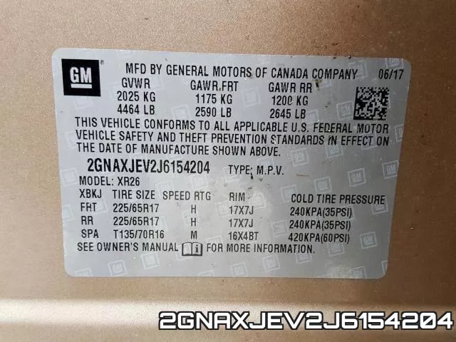 2GNAXJEV2J6154204 фото 2