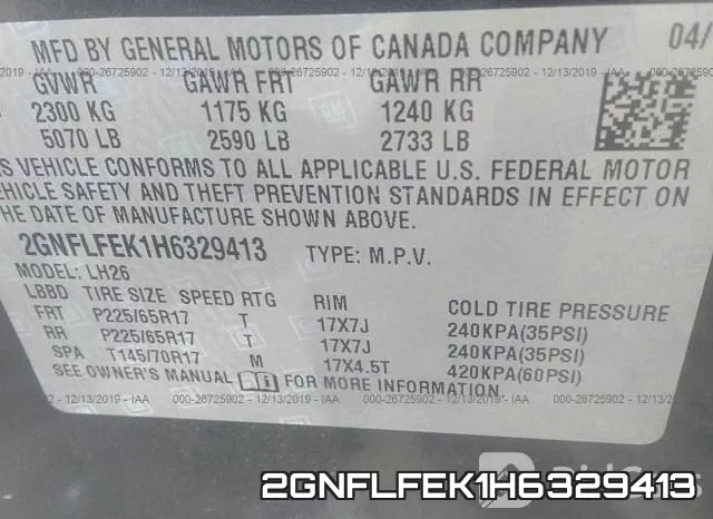 2GNFLFEK1H6329413 фото 10