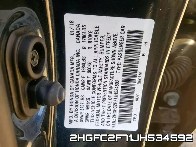 2HGFC2F71JH534592 фото 2