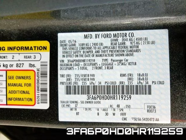 3FA6P0HD0HR119259 фото 2