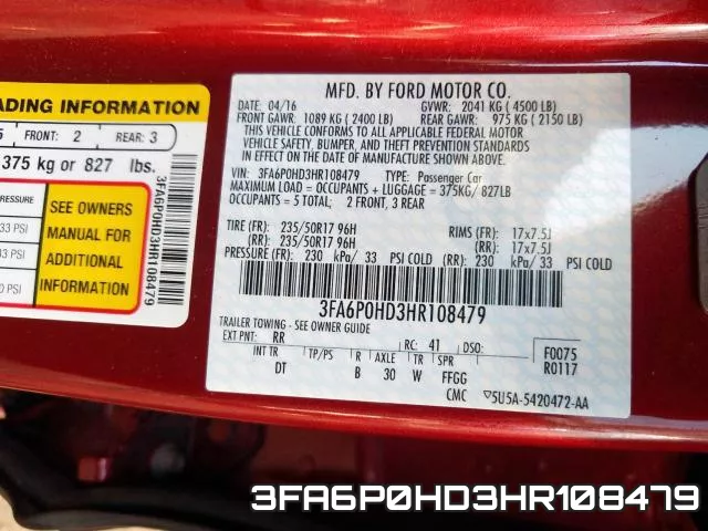 3FA6P0HD3HR108479 фото 2