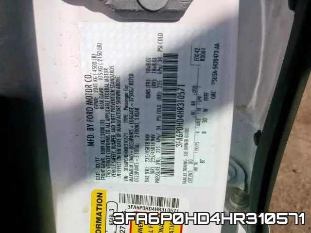 3FA6P0HD4HR310571 фото 2