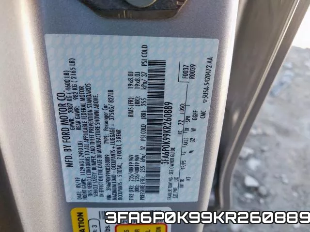 3FA6P0K99KR260889 фото 2