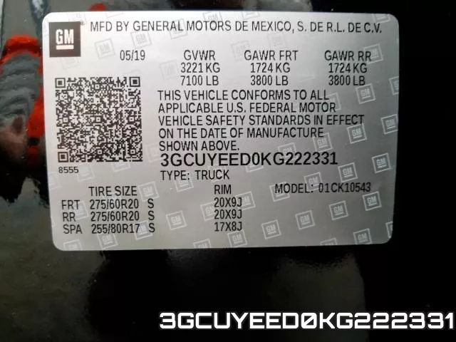3GCUYEED0KG222331 фото 2
