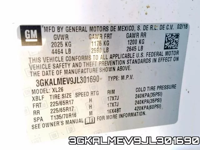 3GKALMEV9JL301690 фото 2