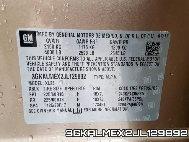 3GKALMEX2JL129892 фото 2