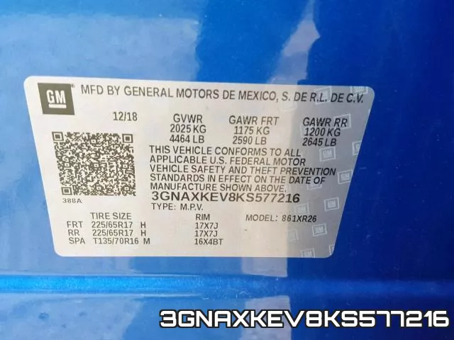 3GNAXKEV8KS577216 фото 2