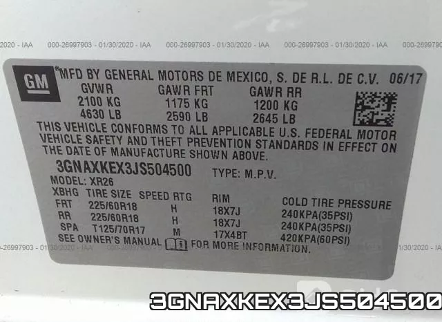 3GNAXKEX3JS504500 фото 10