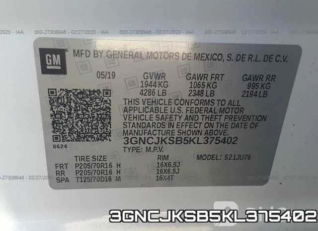 3GNCJKSB5KL375402 фото 10