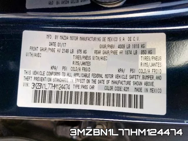 3MZBN1L77HM124474 фото 2