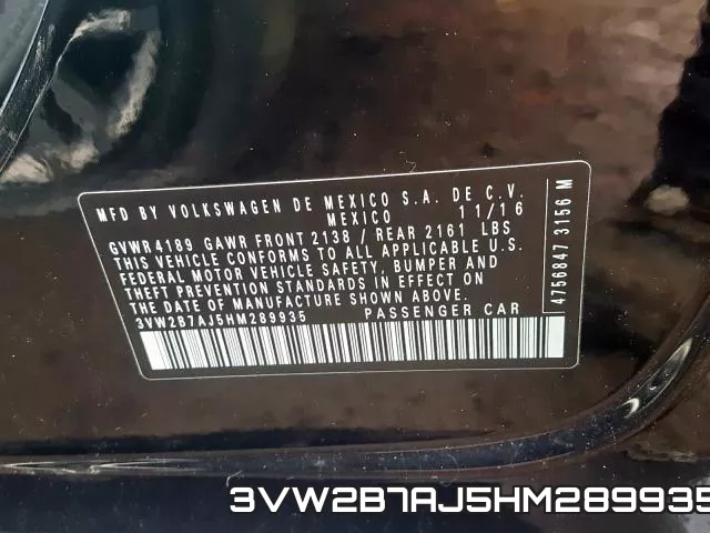 3VW2B7AJ5HM289935 фото 2