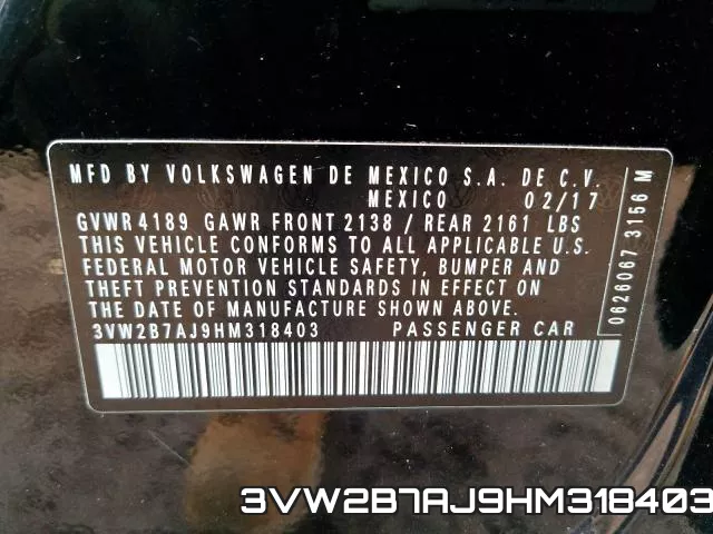 3VW2B7AJ9HM318403 фото 2