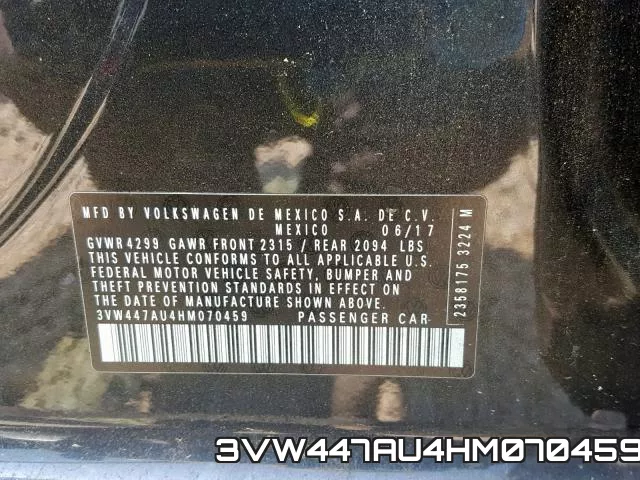 3VW447AU4HM070459 фото 2