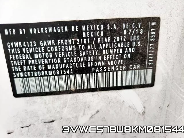 3VWC57BU8KM081544 фото 2