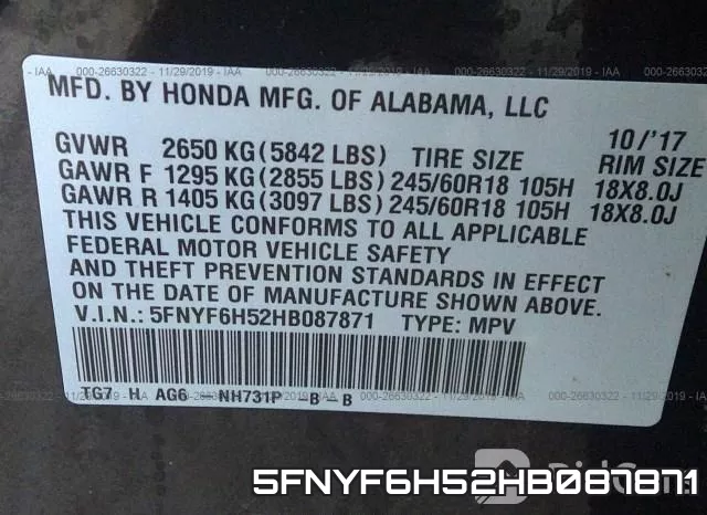 5FNYF6H52HB087871 фото 10