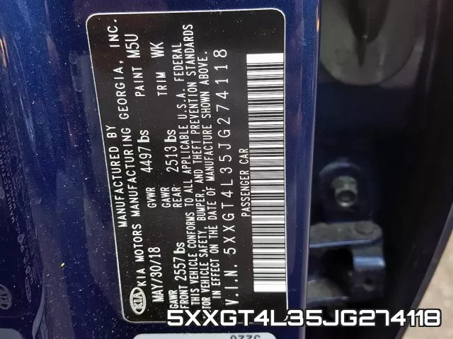 5XXGT4L35JG274118 фото 2